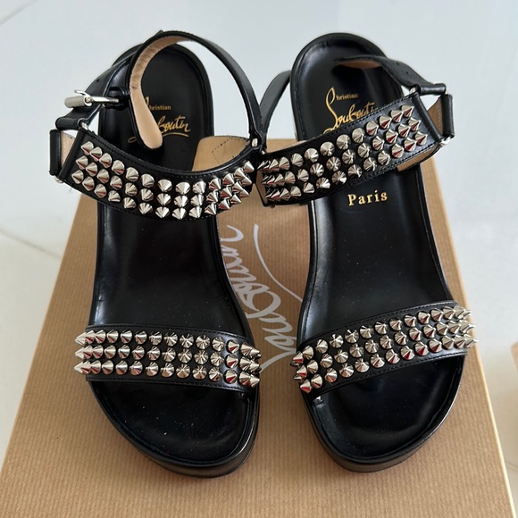 Christian Louboutin Black Sandals with Silver Studs